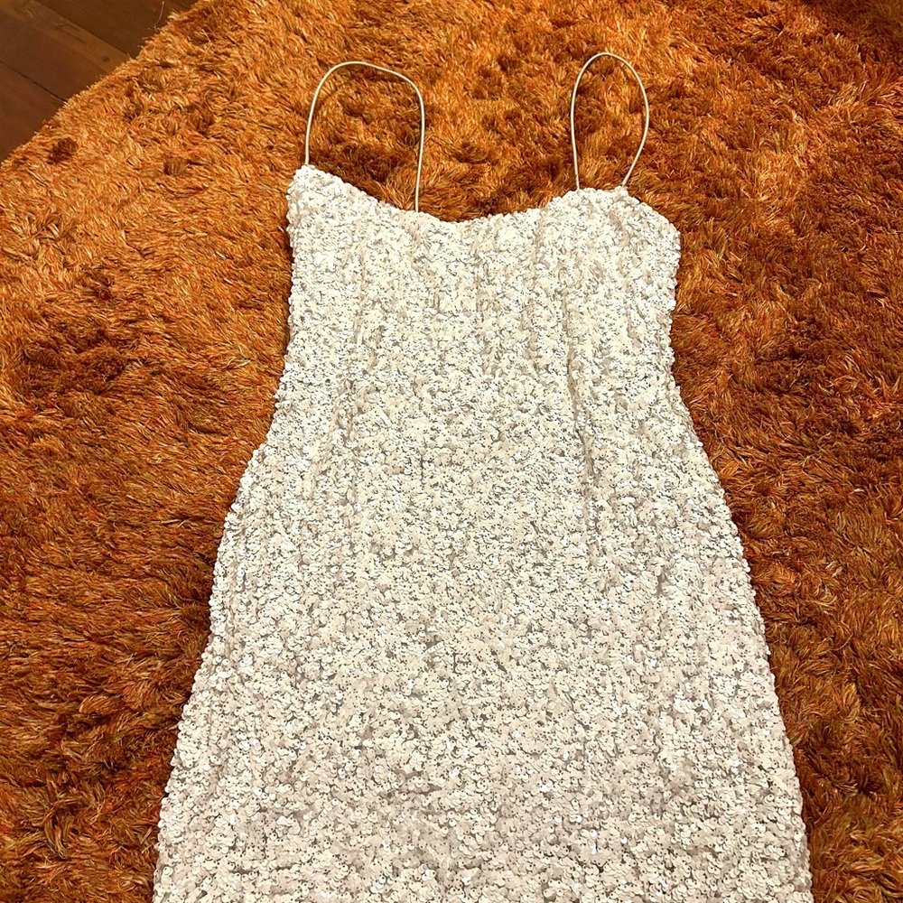 Nookie White Confetti Sequin Mini Dress